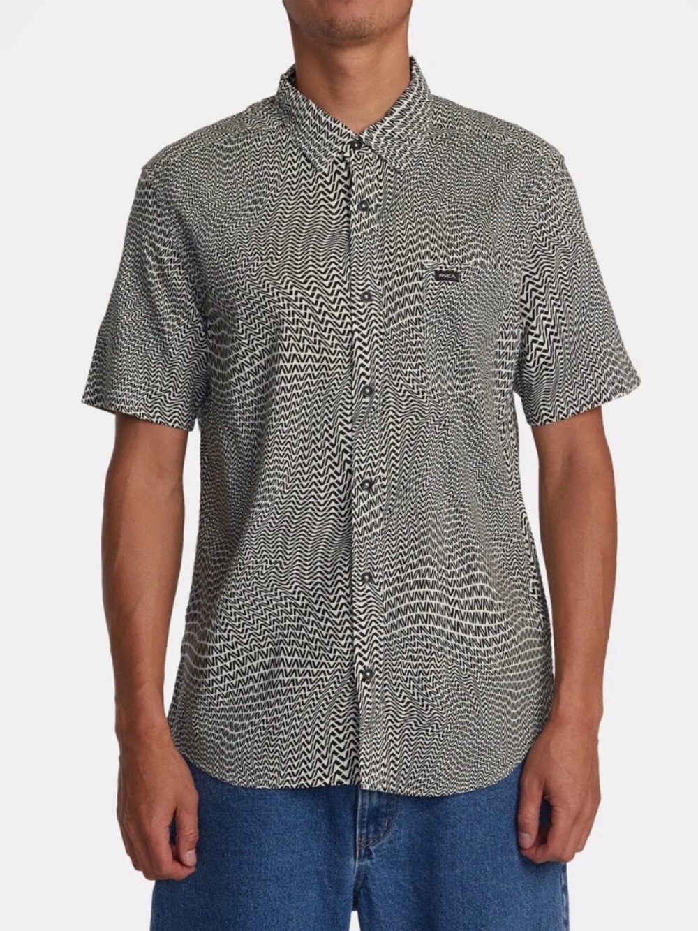 RVCA Black & White VA Short-Sleeve Button-Up Shirt